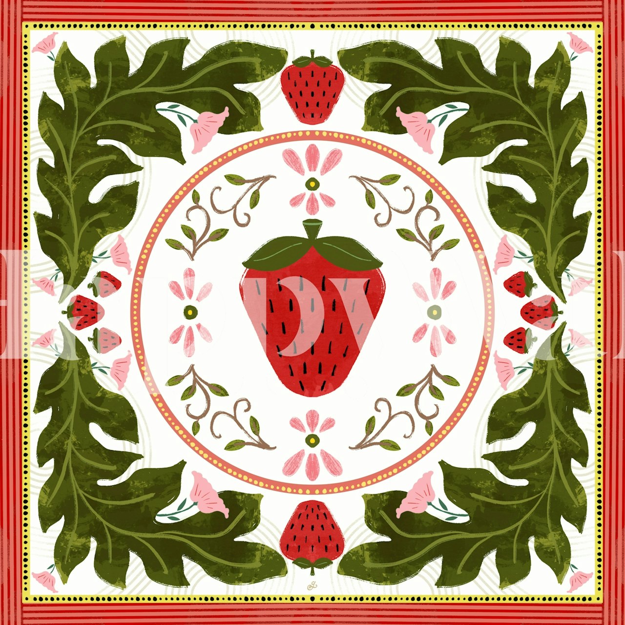 Strawberry Garden Delight wallpaper in a room