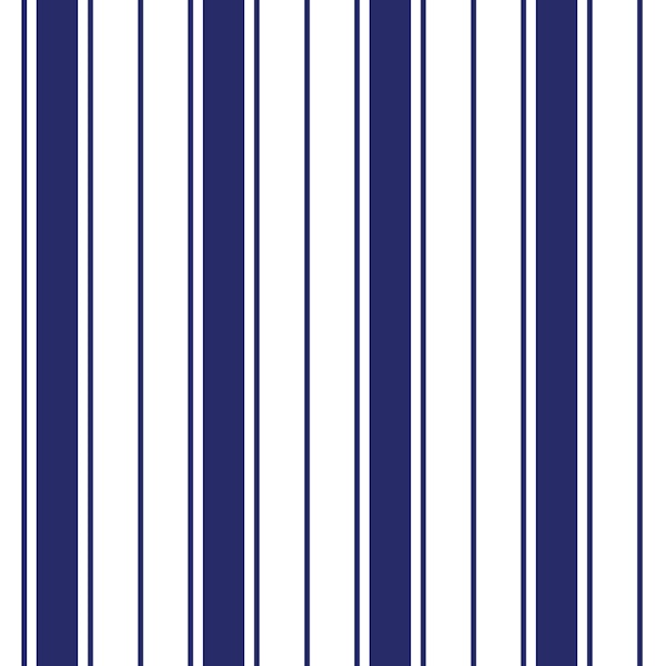 Coastal Stripes - Navy Blue on White