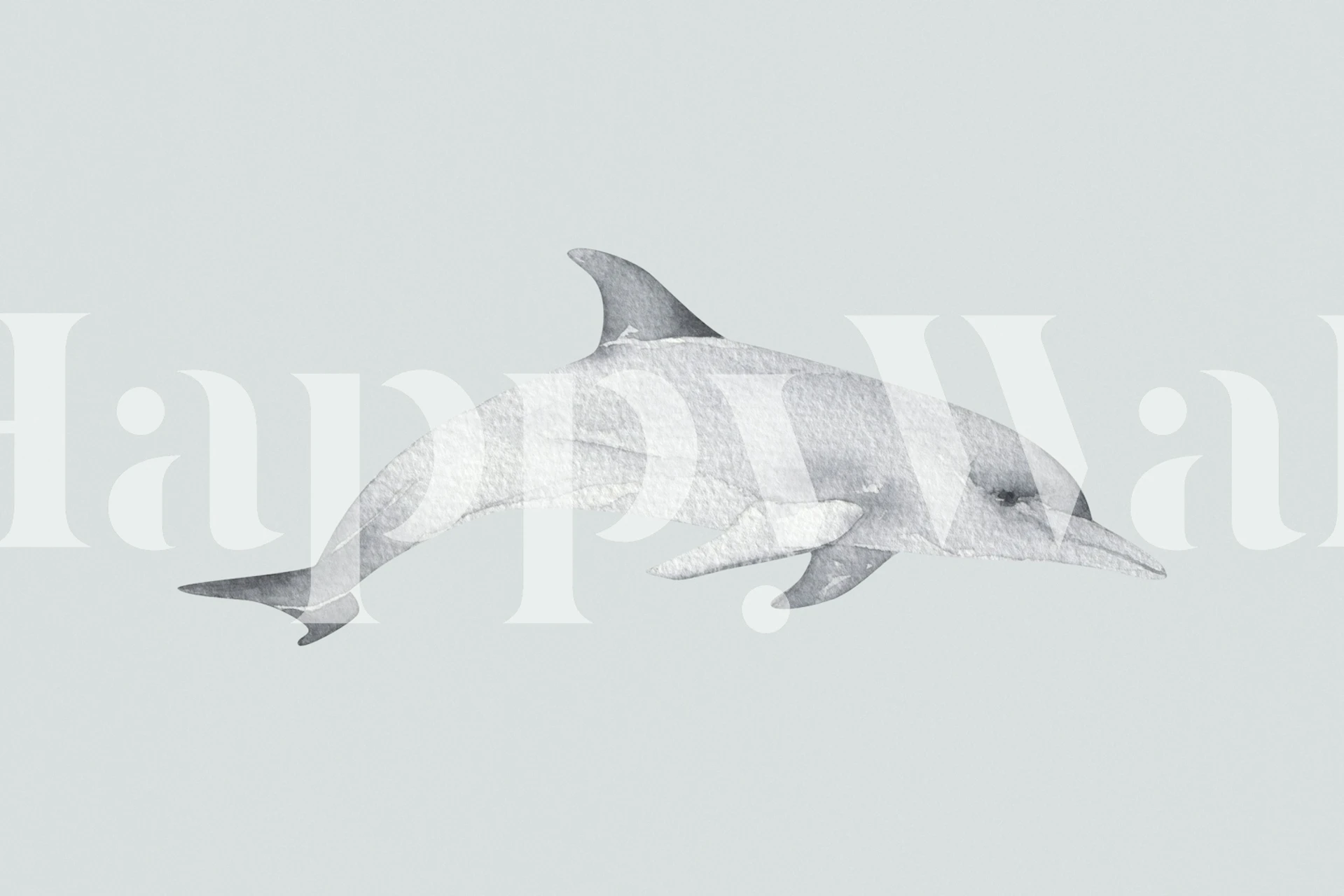White dolphin illustration on gray background wallpaper