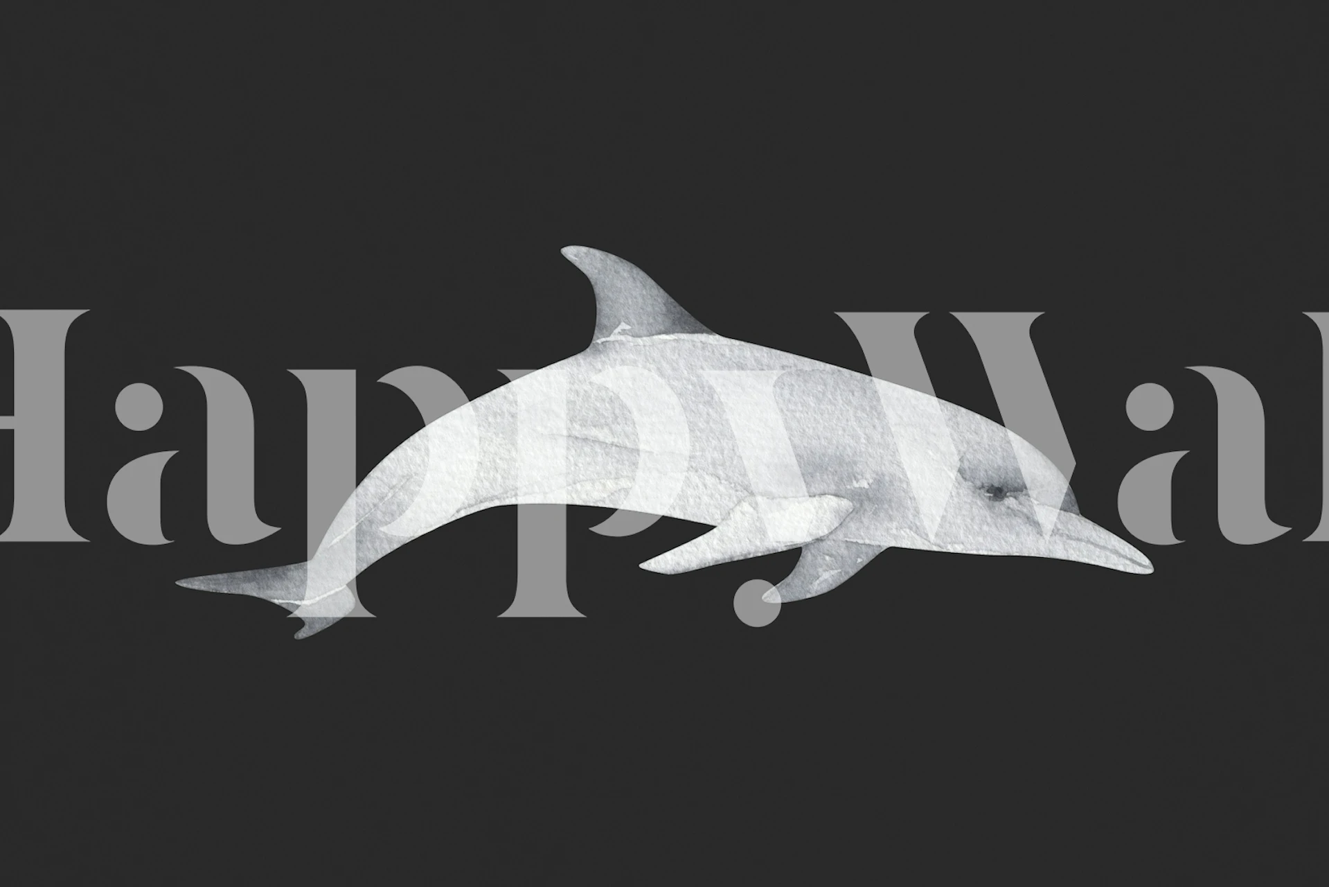 White dolphin illustration on black background wallpaper