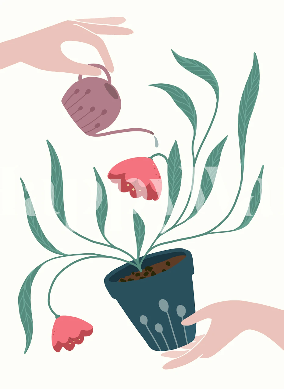 Let´s bloom bloemen behangontwerp in een kamer