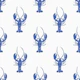 Lobster Linocut - Navy and White