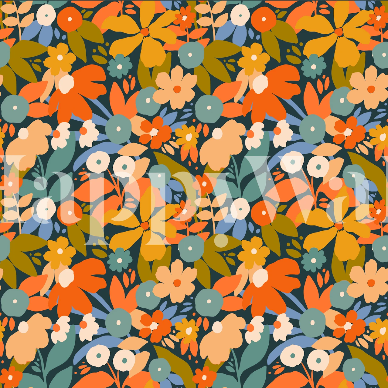 Floral wallpaper design in a room