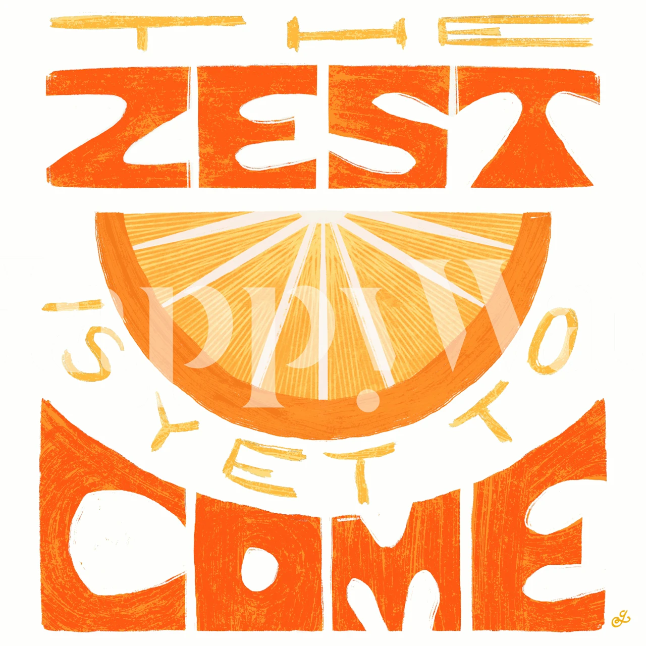 Orange slice graphic with typography in bright colors wallpaper