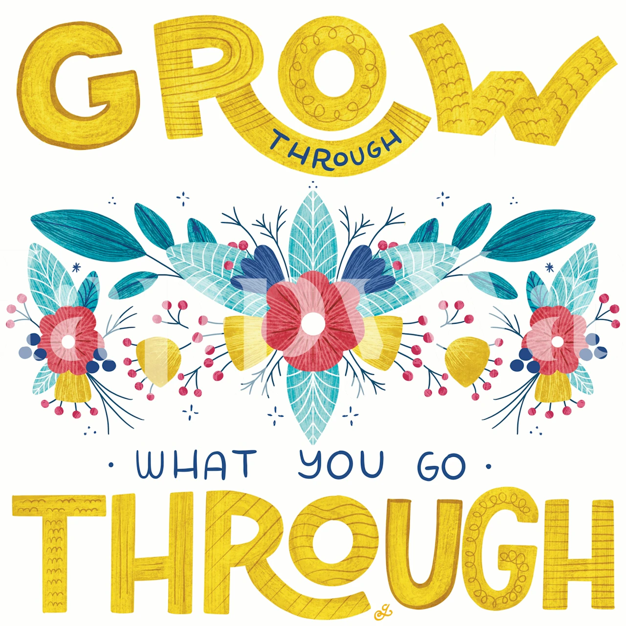 Colorful floral design with flowers and leaves wallpaper