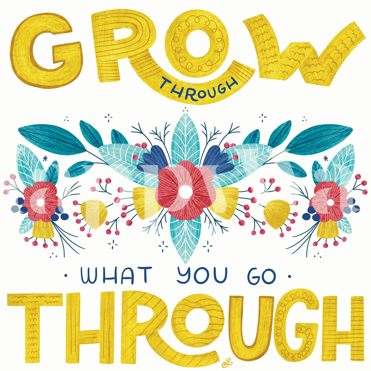 Colorful floral design with flowers and leaves wallpaper