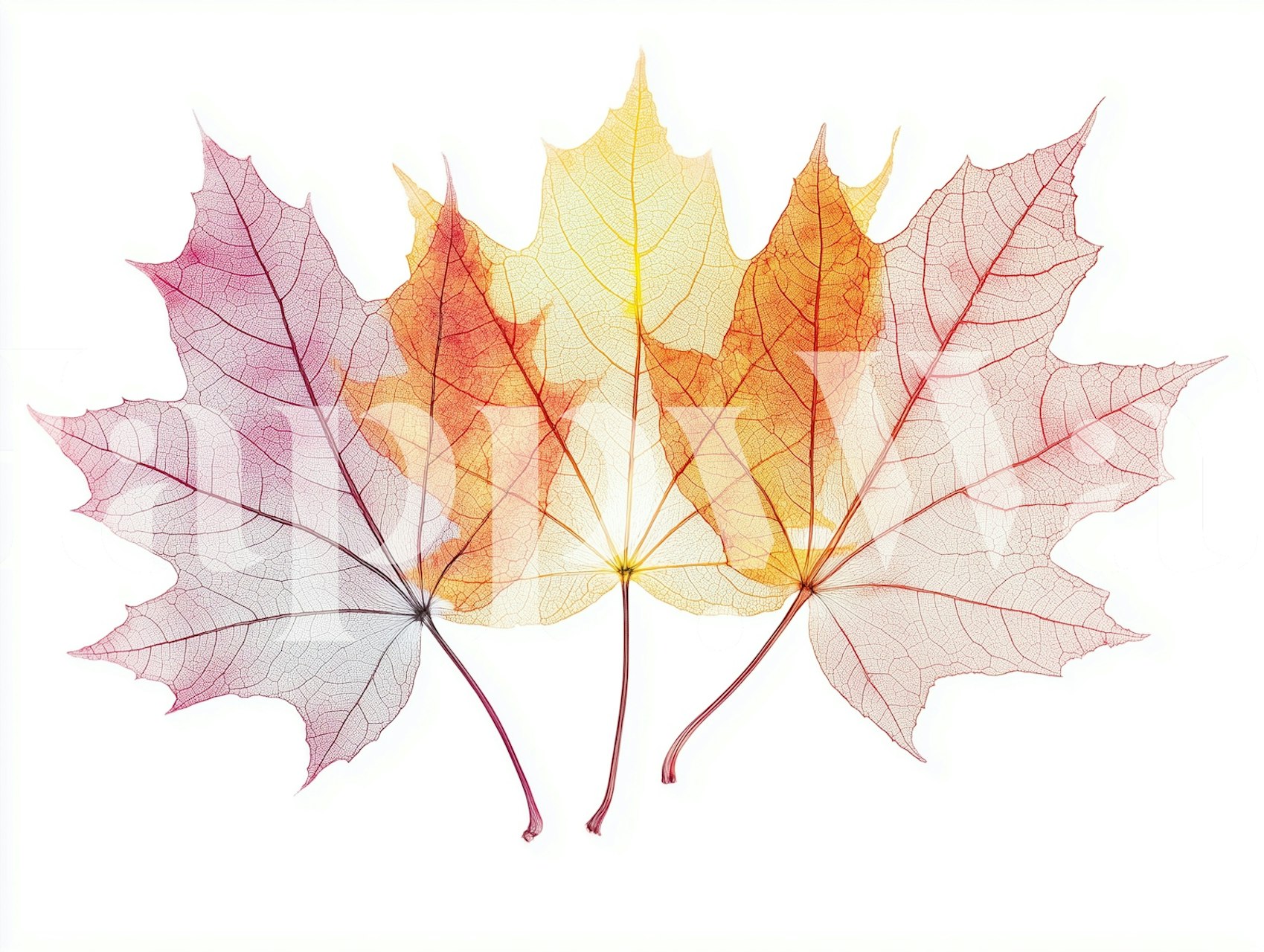 Translucent Maple Leaf Trio tapetti huoneessa