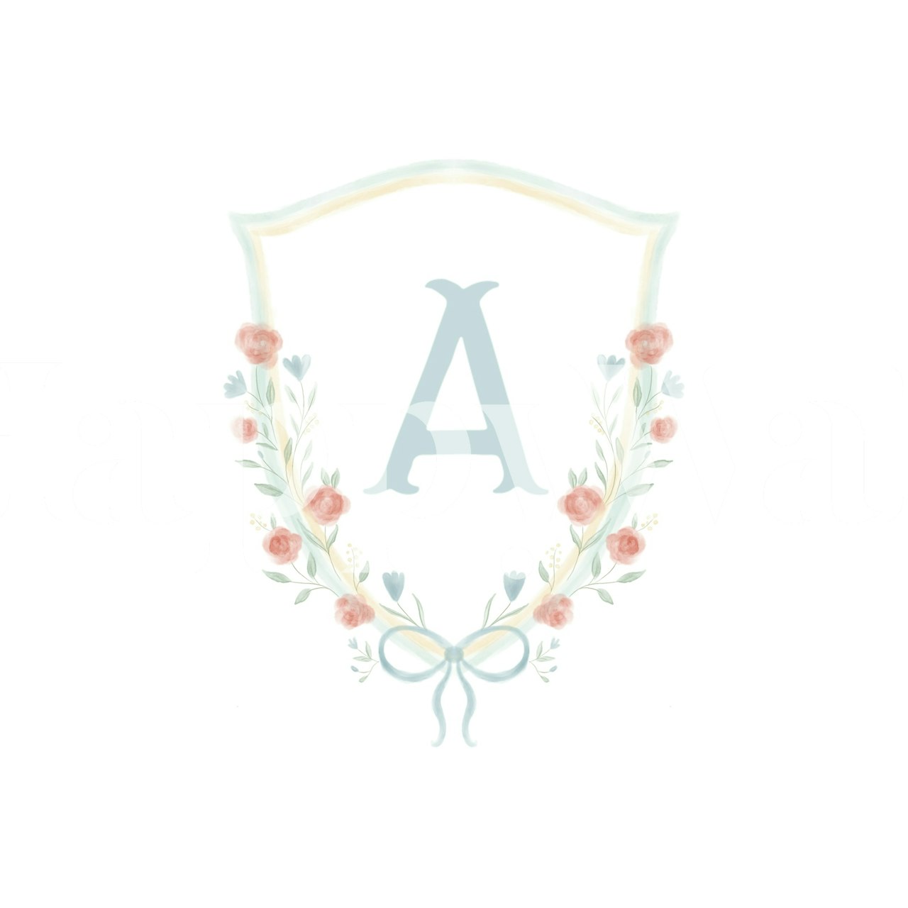 Floral crest with initial A wallpaper design