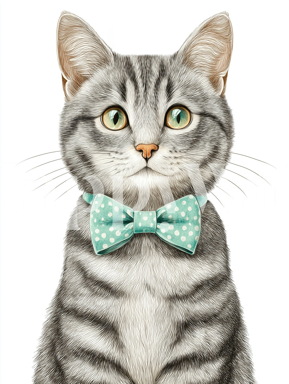 Carta da parati Kitty with Green Bow Tie in una stanza