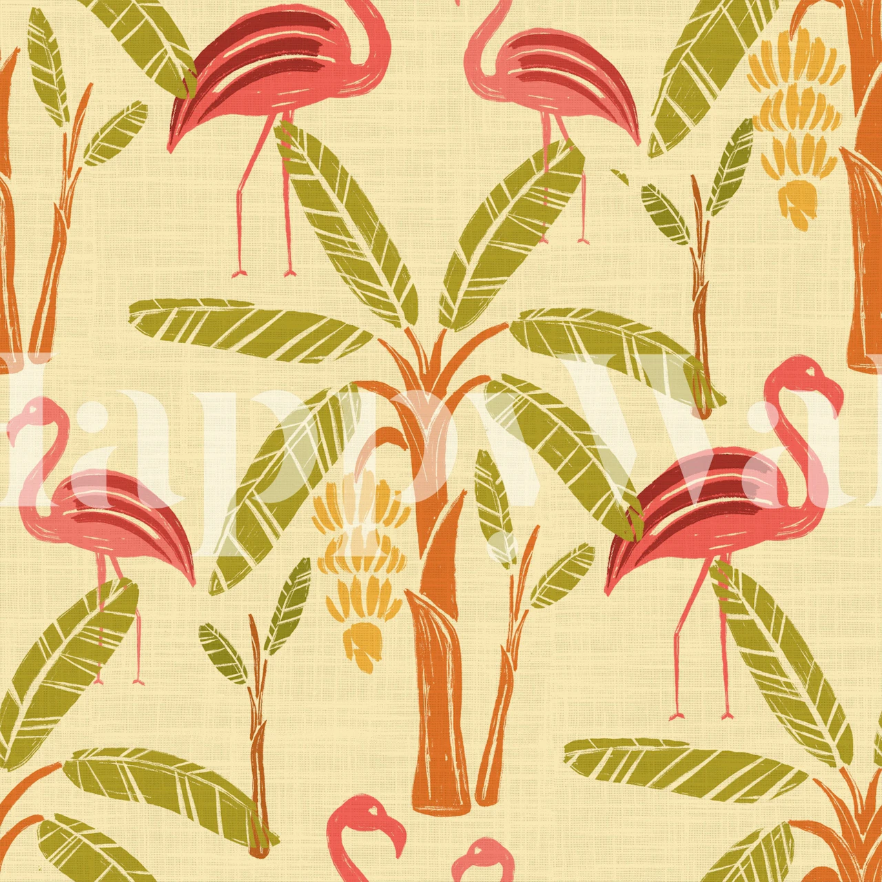 Flamingo Jungle Retreat wallpaper in een kamer