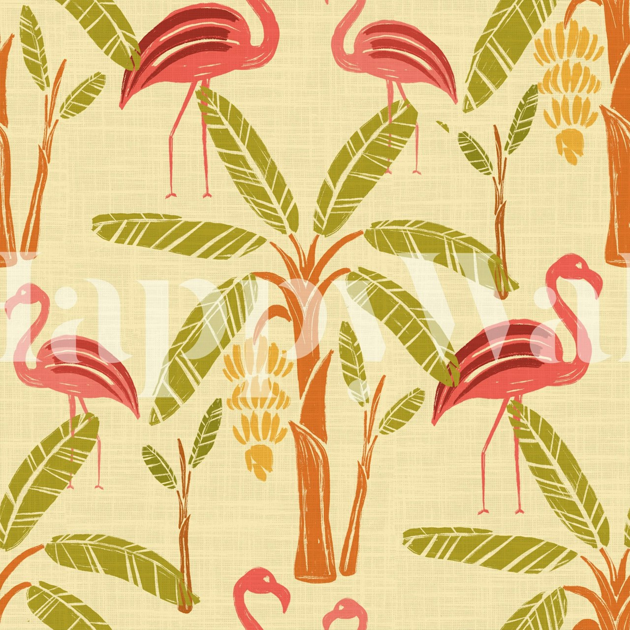 Flamingo Jungle Retreat wallpaper in a room