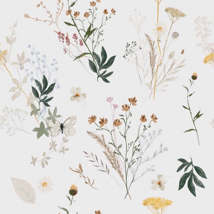 Floral Wildflower Wallpaper White Background
