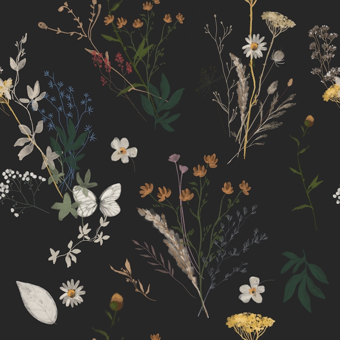 Dark Wildflower Pattern - happywall.com