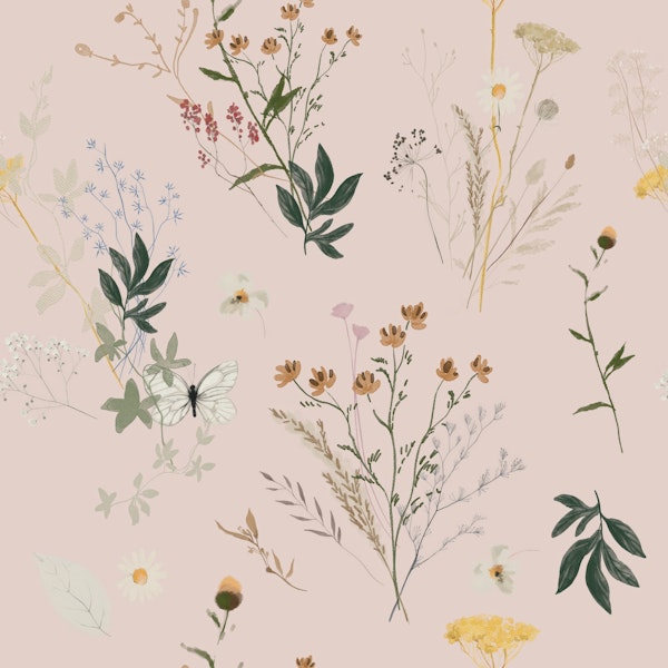 Wild Blooms with Butterfly Pattern