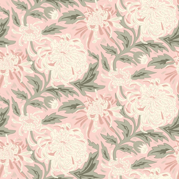 Chrysanthemum Block Print Bliss Pink