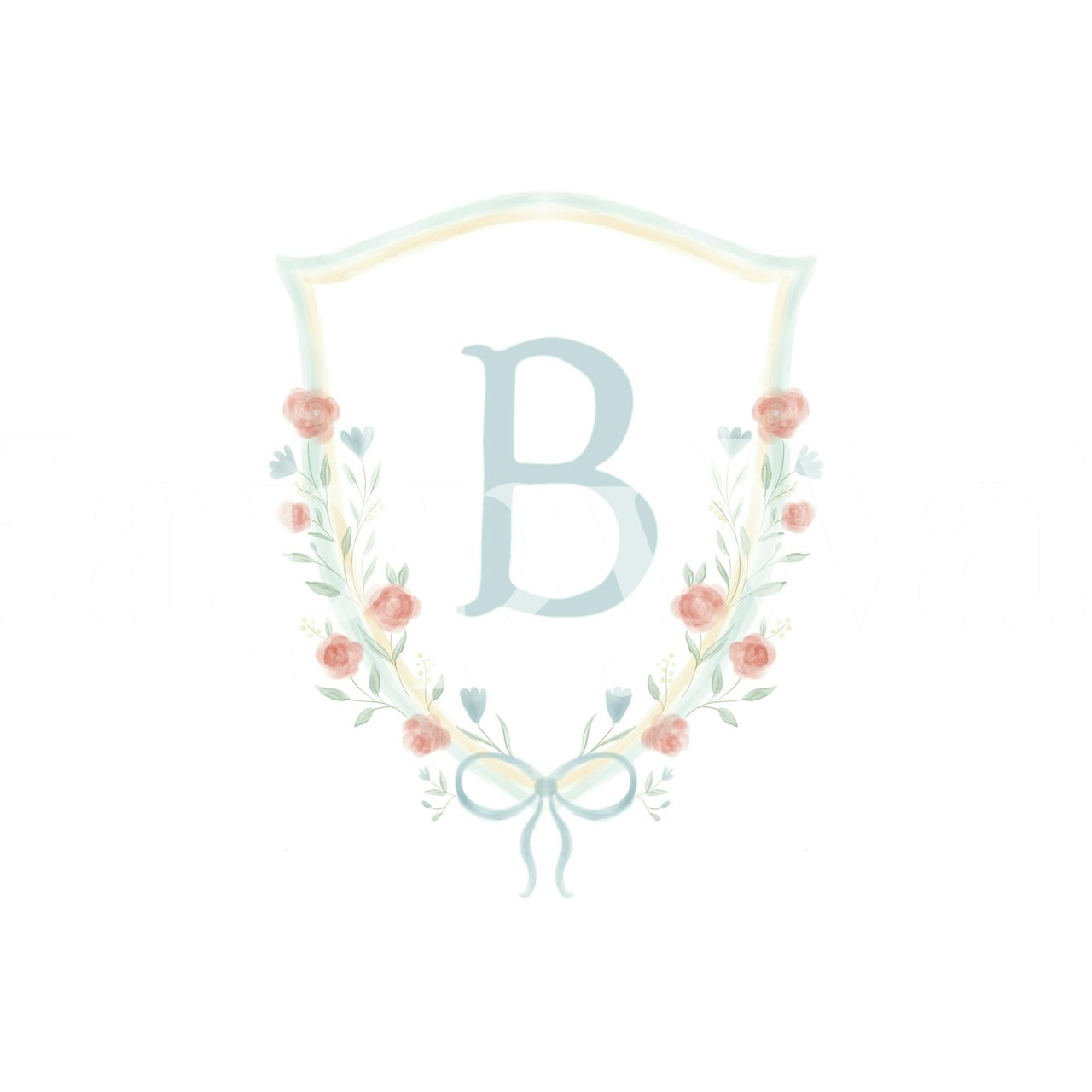 Floral Crest wallpaper mit B Initial