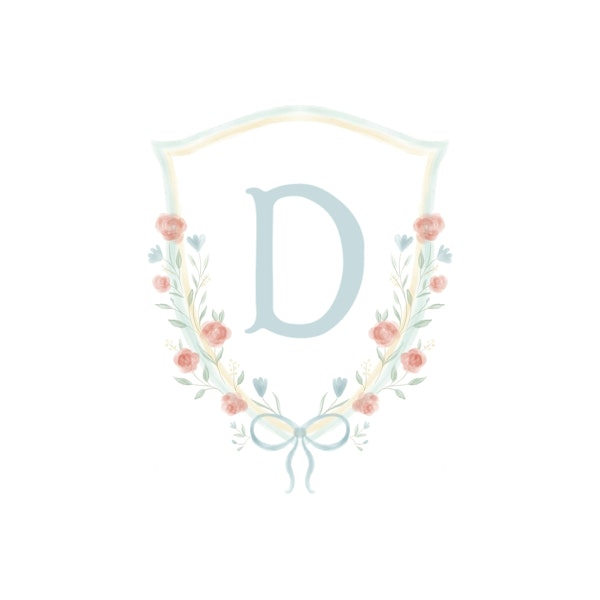 Delicate Floral Crest Letter D