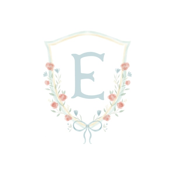 Elegant Floral Monogram Letter E