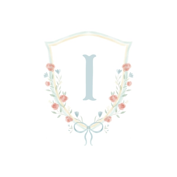 Floral Crest Elegance Letter I