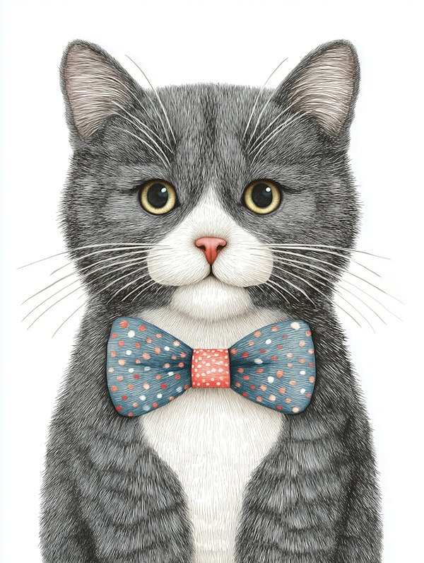 Kitty with Blue Bow Tie