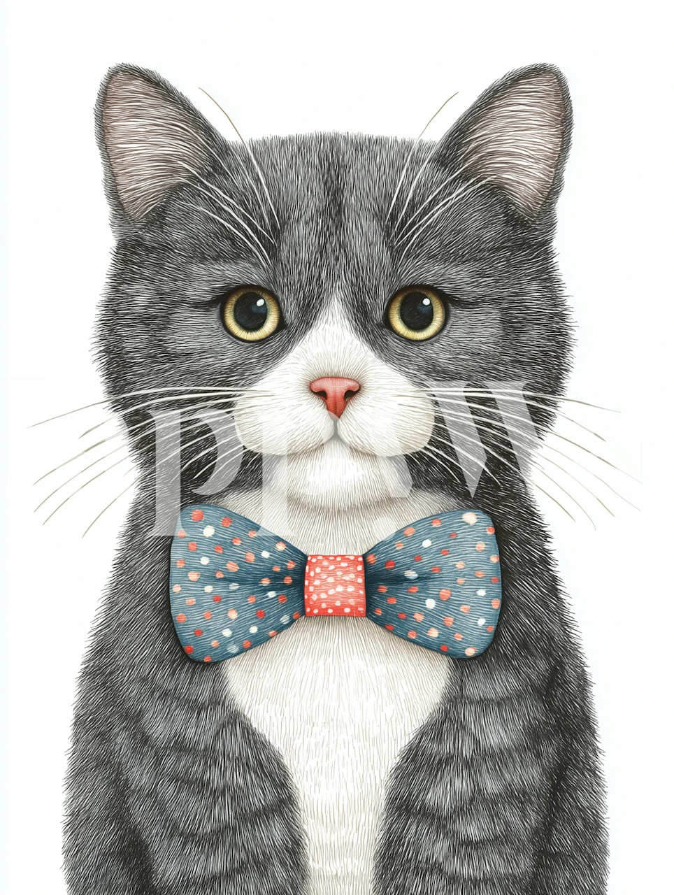 Kitty with a blue bow tie wallpaper in a room
