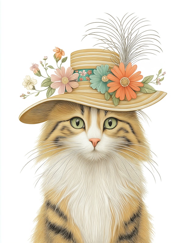 Cat in Fancy Hat for Kentucky Derby