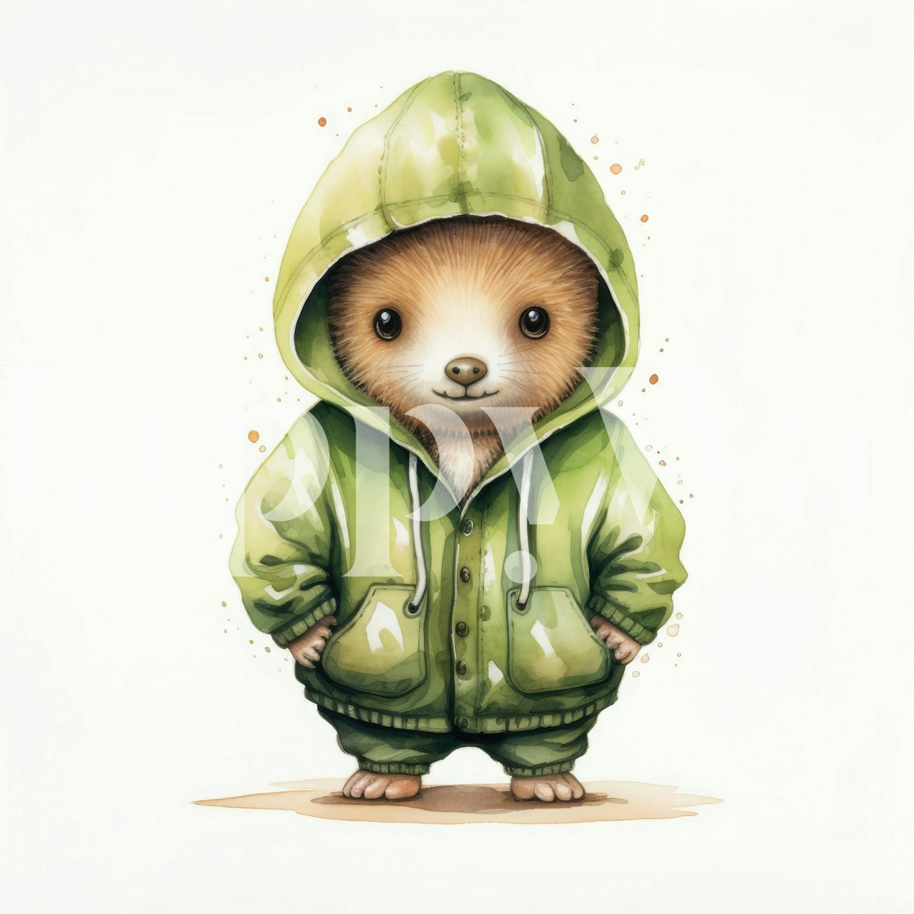 Watercolor Cartoon Kiwi in a Hoodie wallpaper