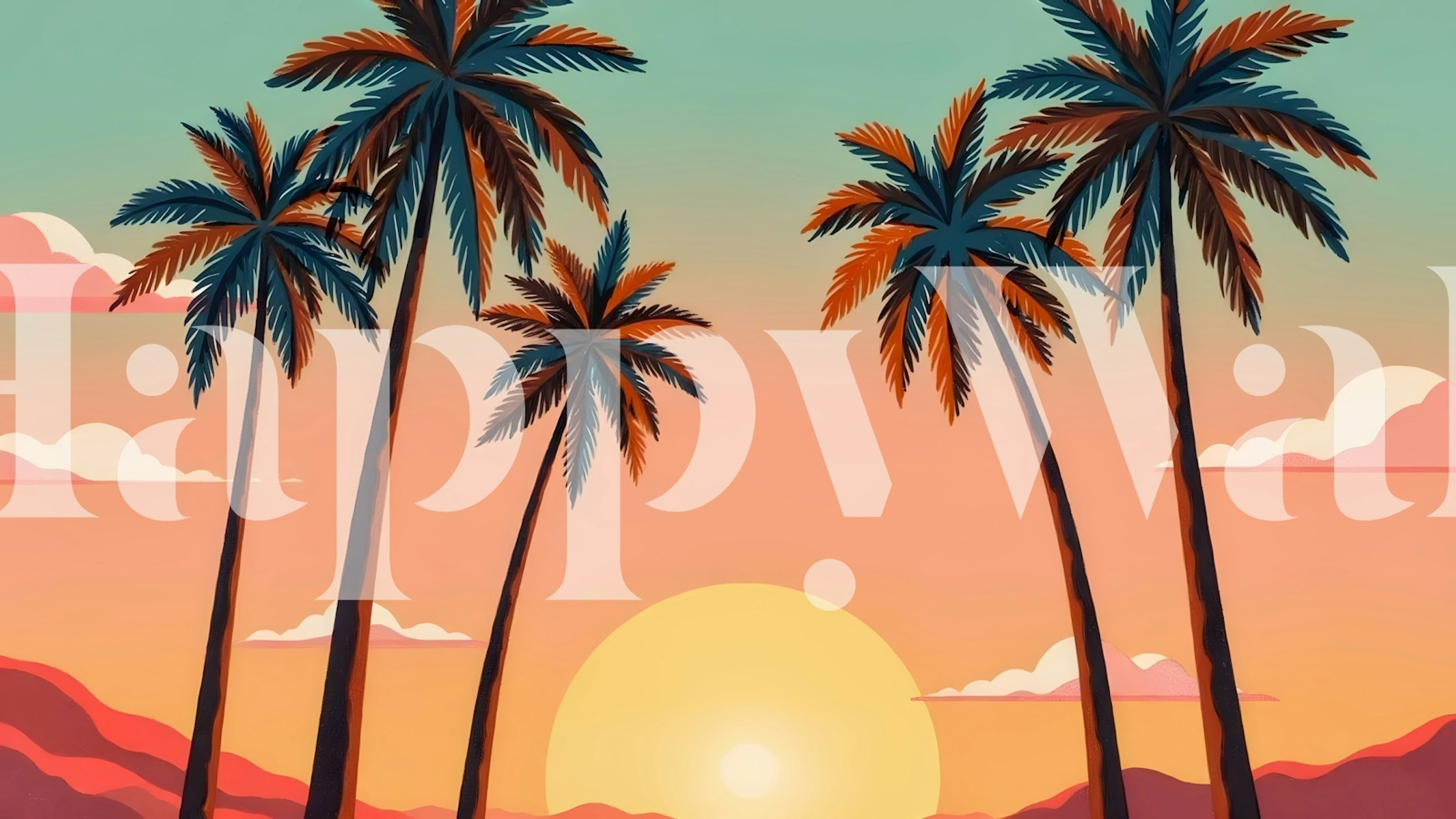 Tapeta Tropical Sunset s palmami