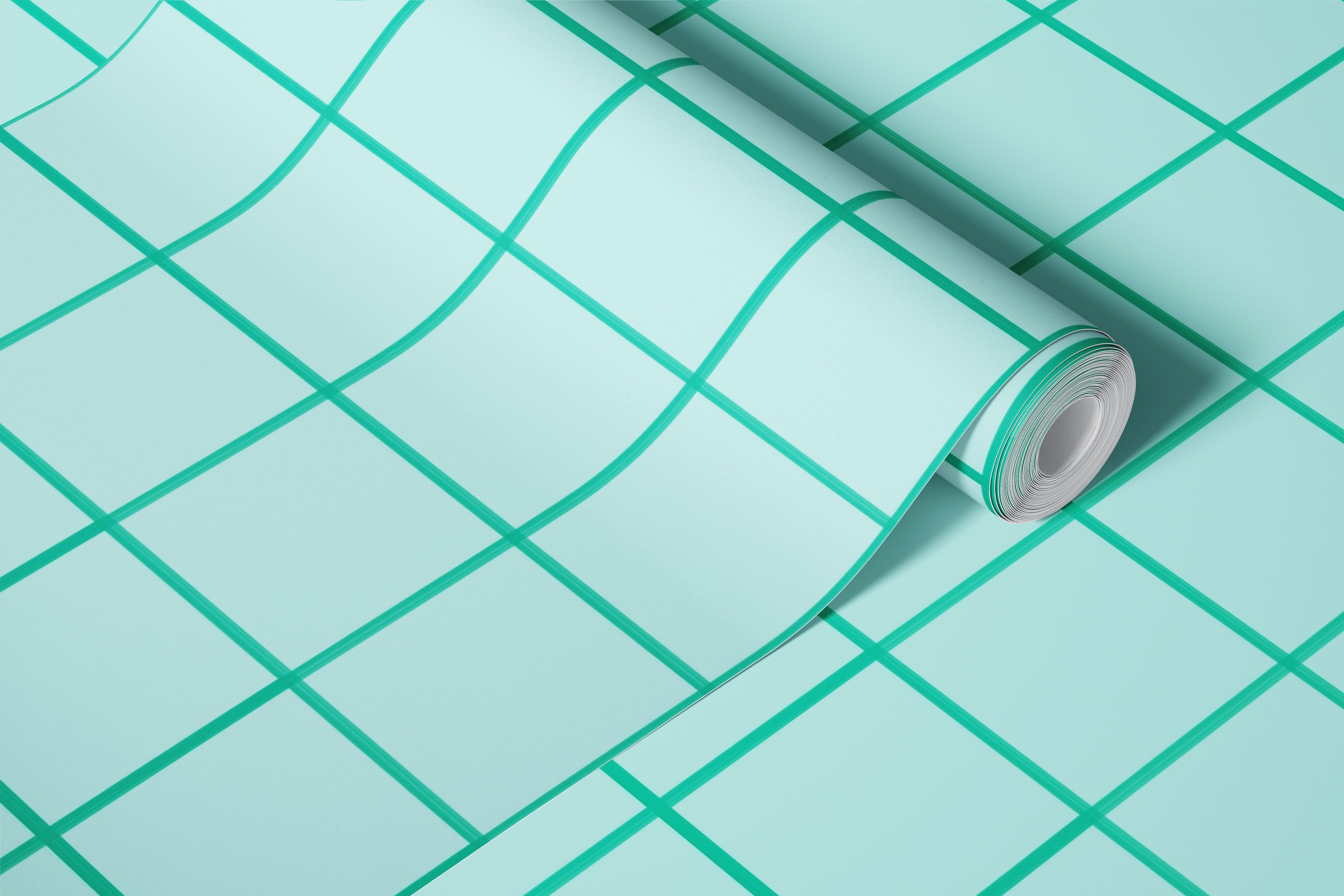 Light and ark mint grouted tiles papel de parede em um quarto