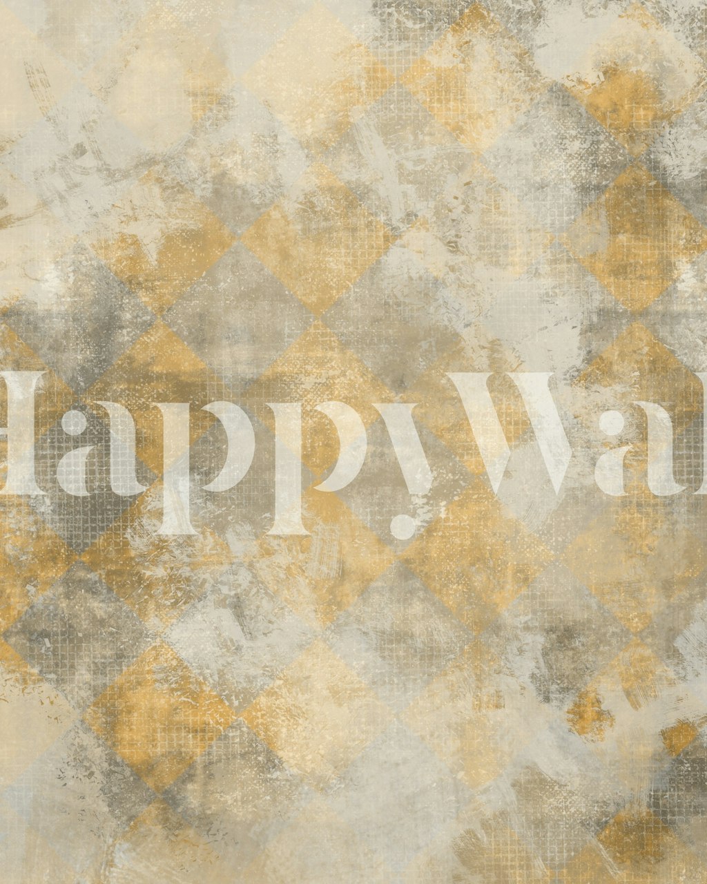 Diamond pattern in gold and gray tones grunge wallpaper