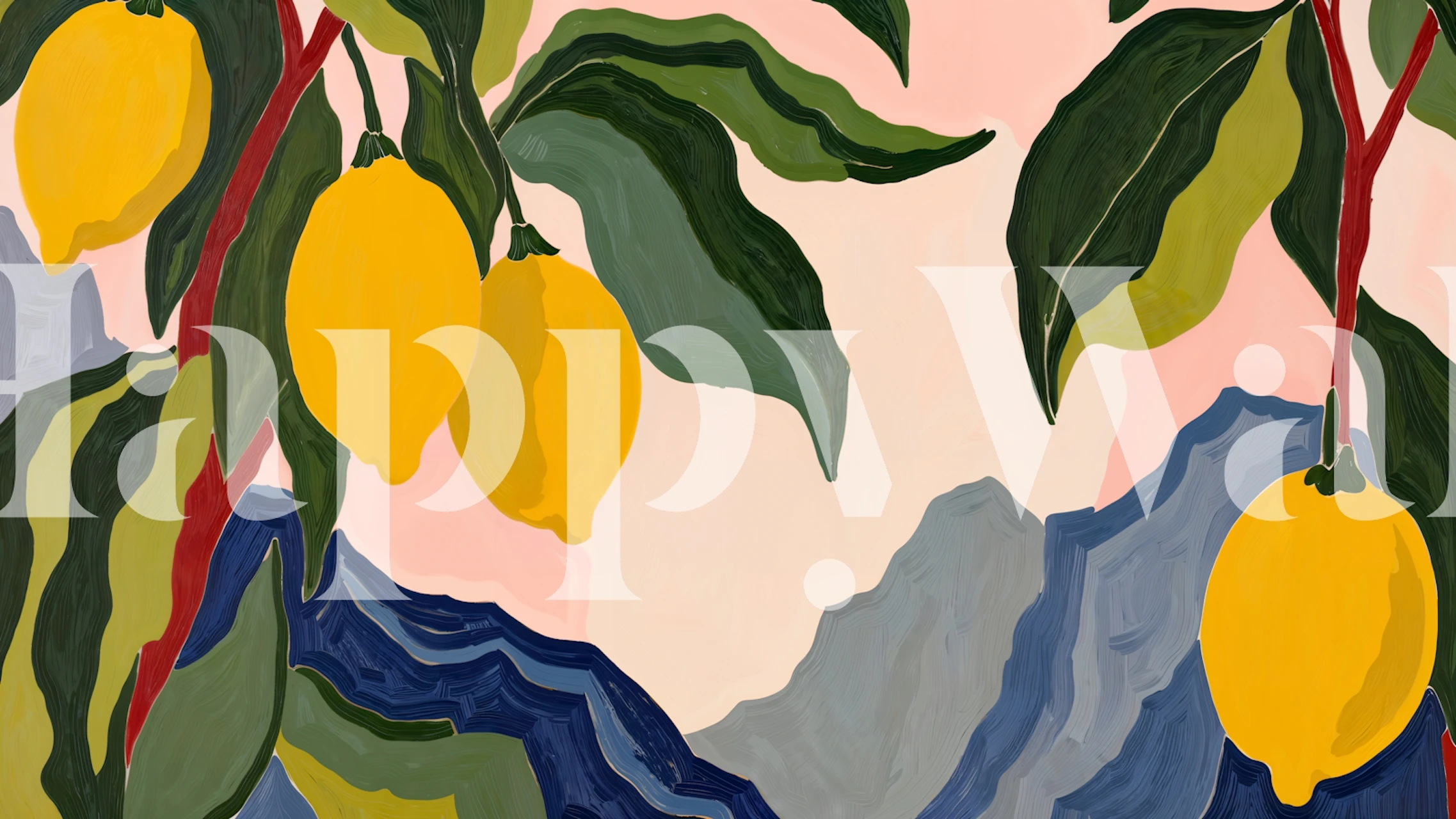 Sunny Lemon Landscape wallpaper in a room