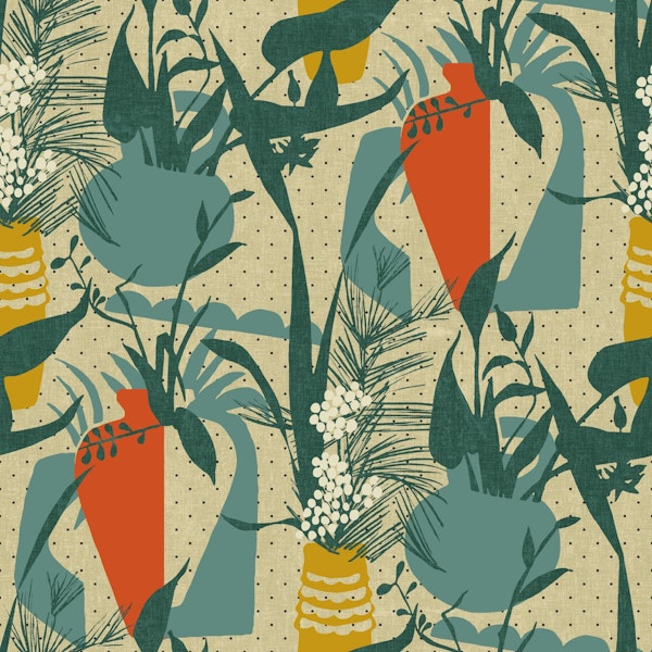 Colorful Plant Abstraction on beige