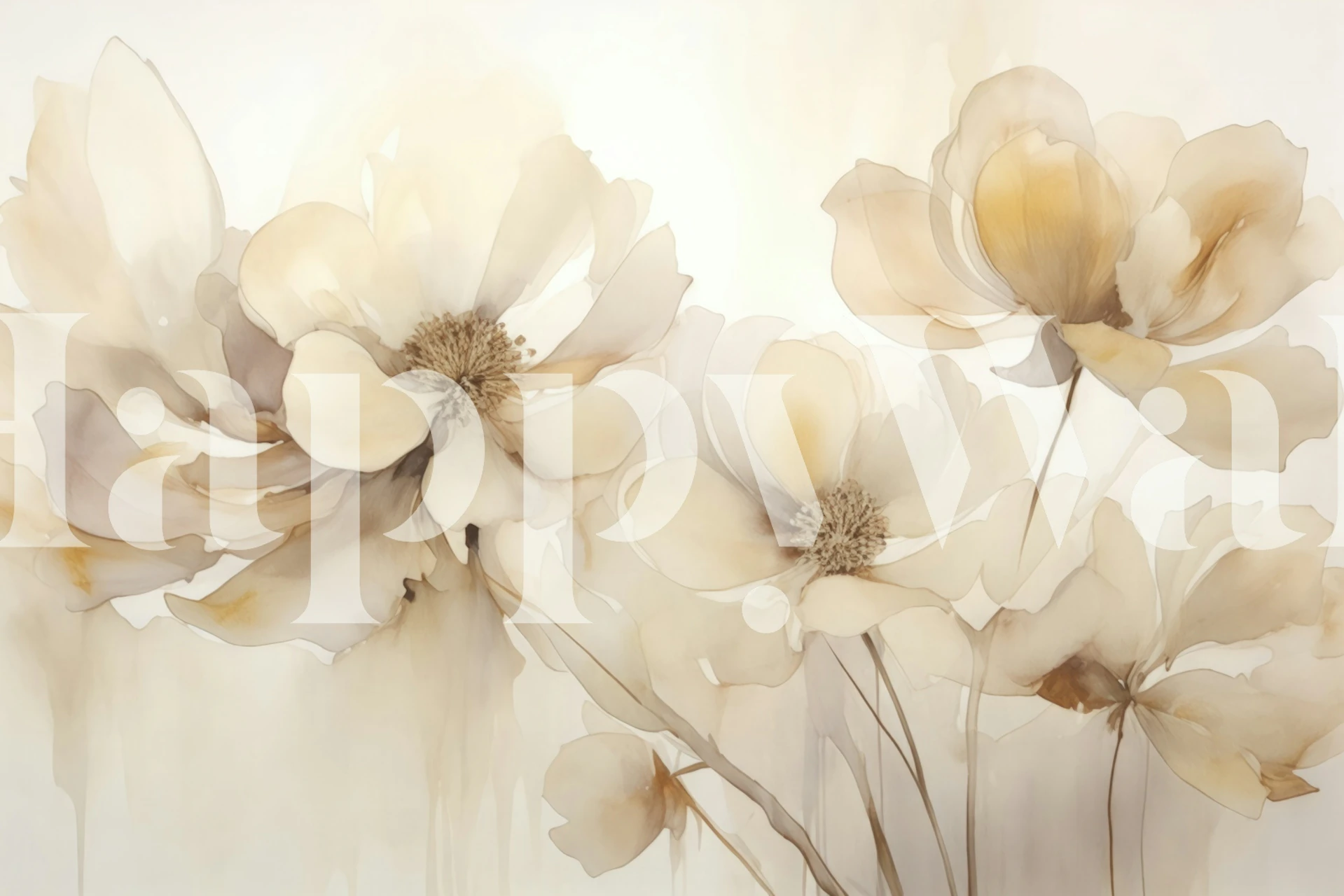 Gentle peach floral breeze wallpaper in a room