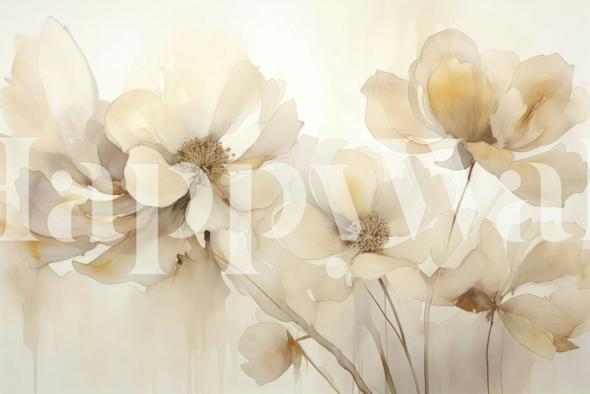 Ταπετσαρία Gentle Peach Floral Breeze σε ένα δωμάτιο