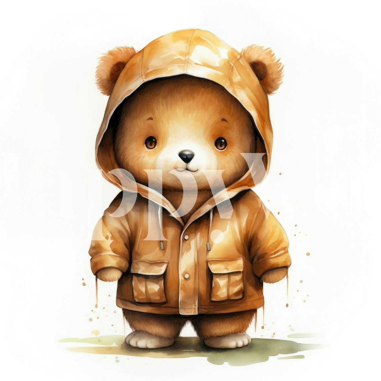 Cartoon bear in a hoodie wallpaper in a room