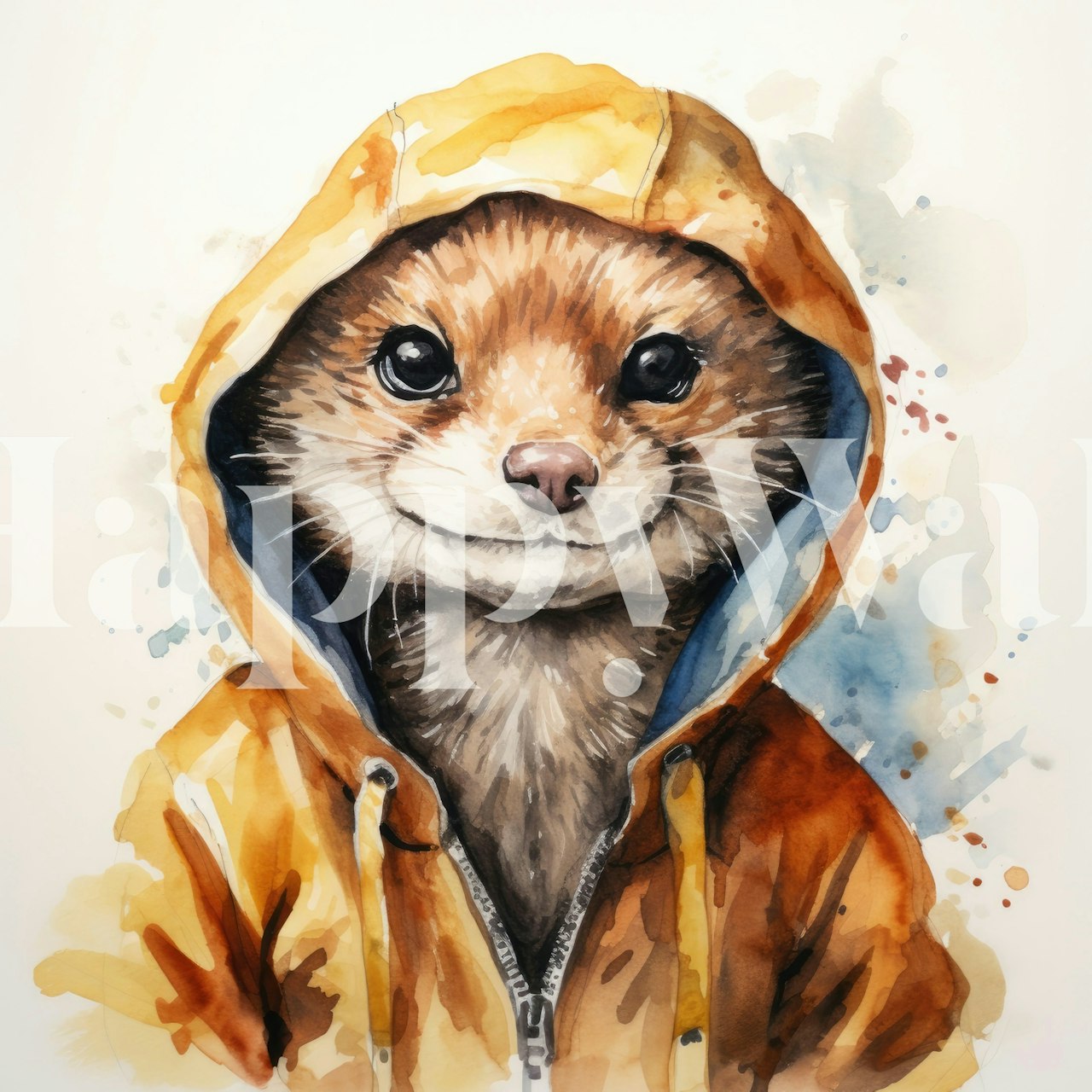 Watercolor Cartoon Mongoose in a Hoodie ταπετσαρία
