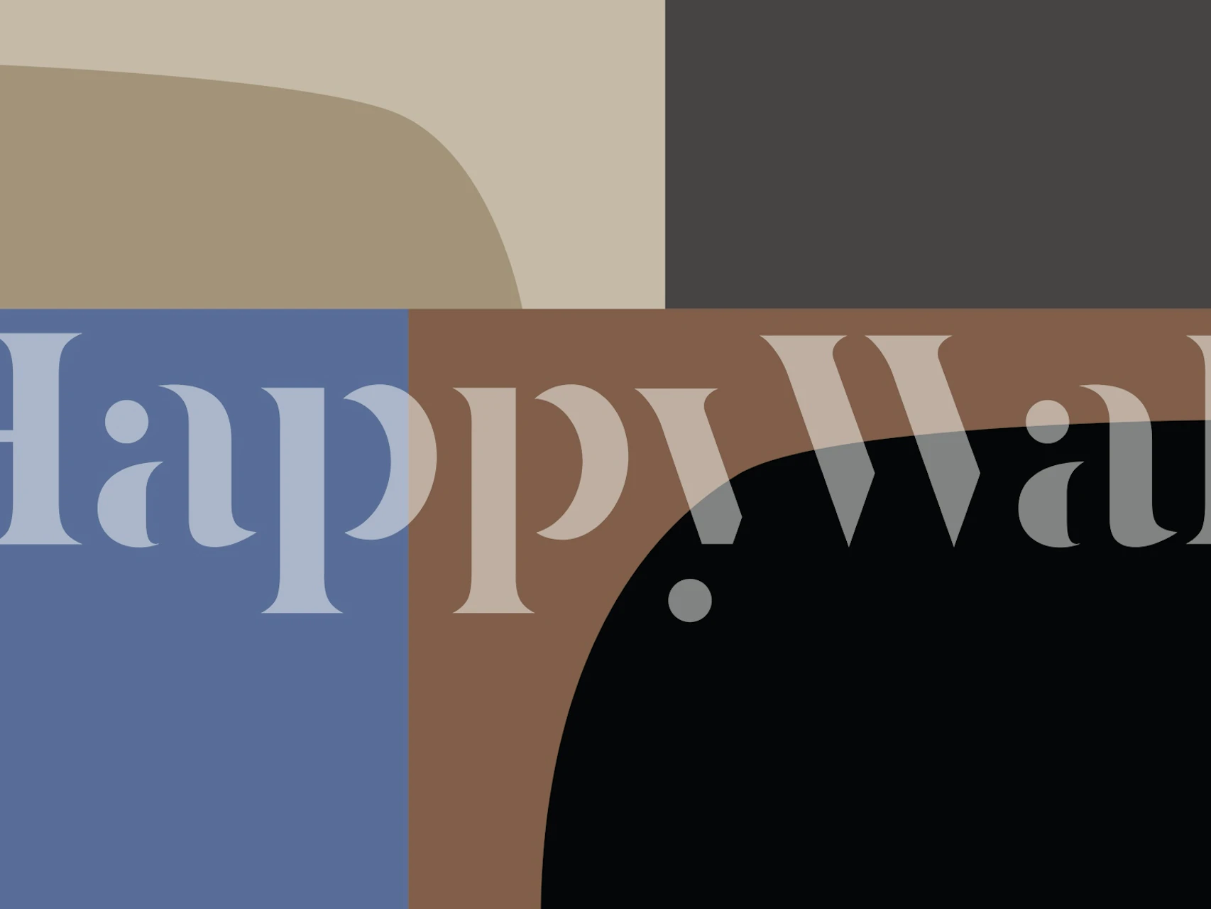 Geometric color block design in blues, browns, black, and beige wallpaper