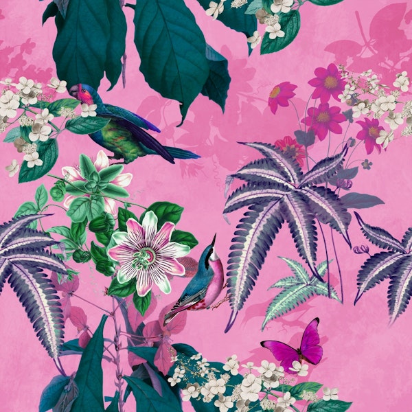 retro flowers in pink