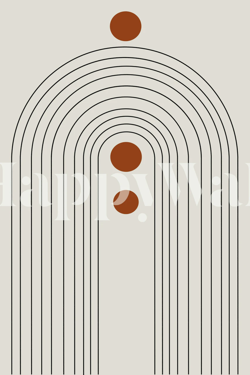 Papel de parede Retro Arch Lines em um quarto