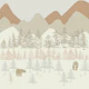 Calming mountainous landscape mural