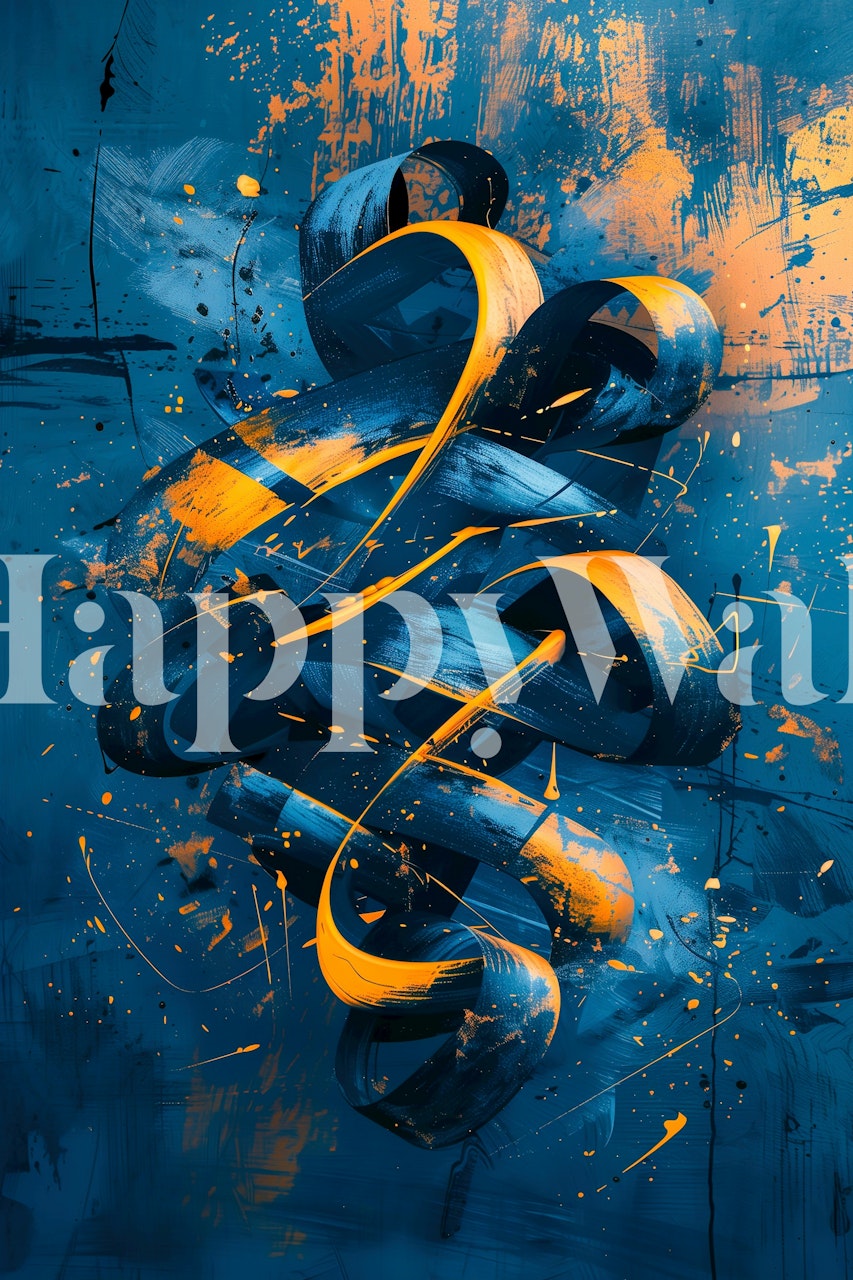 Twilight Blue and Orange Swirl tapet i et rom