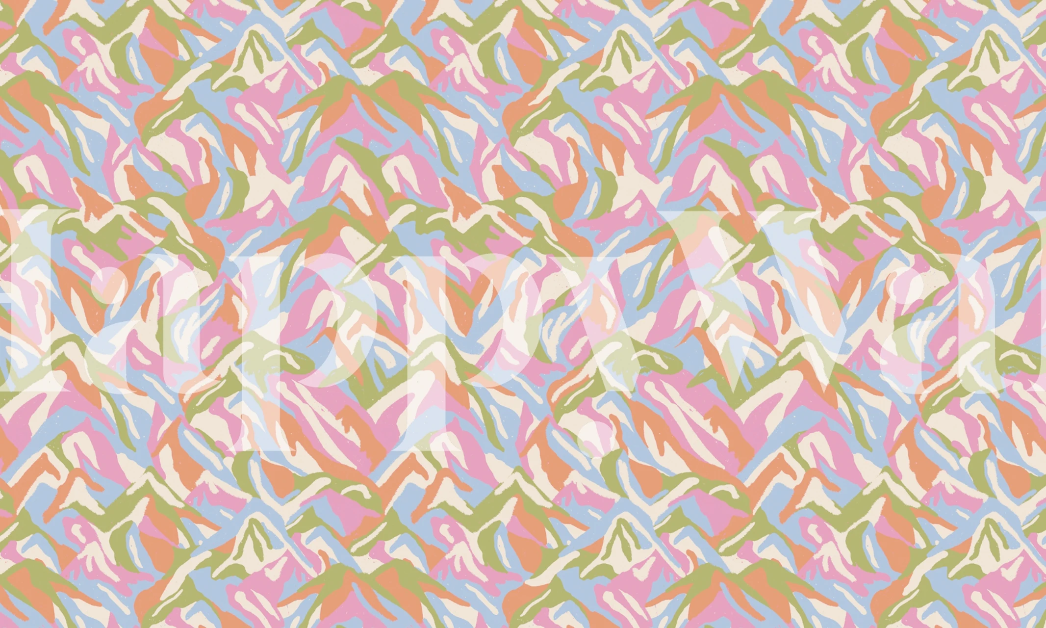 Colorful Mountain Peaks Tapete in einem Raum