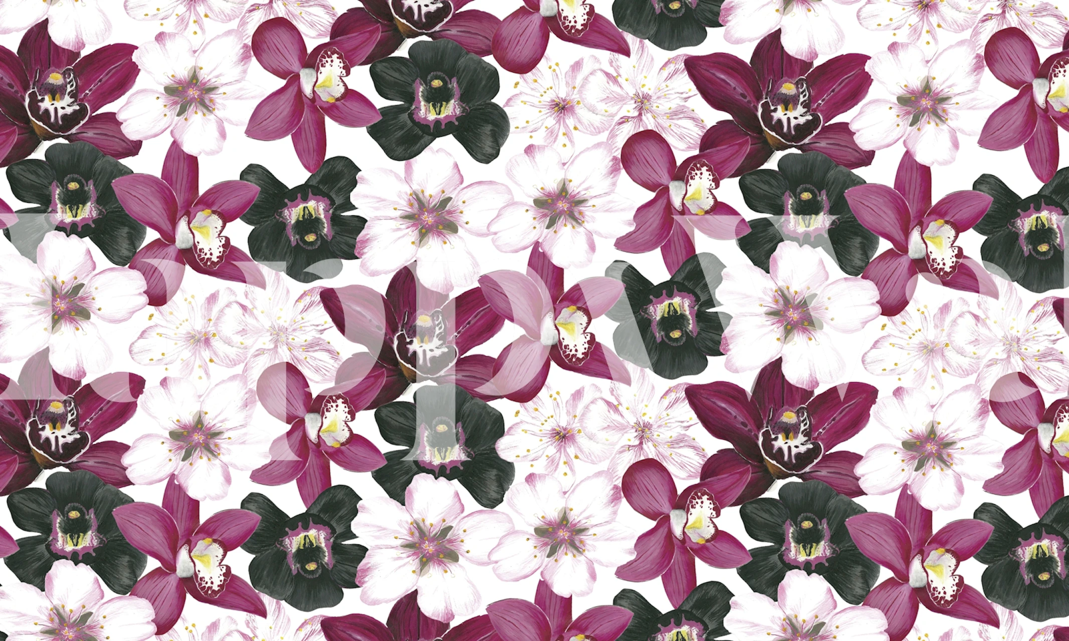 Exquisite Orchid floral wallpaper design