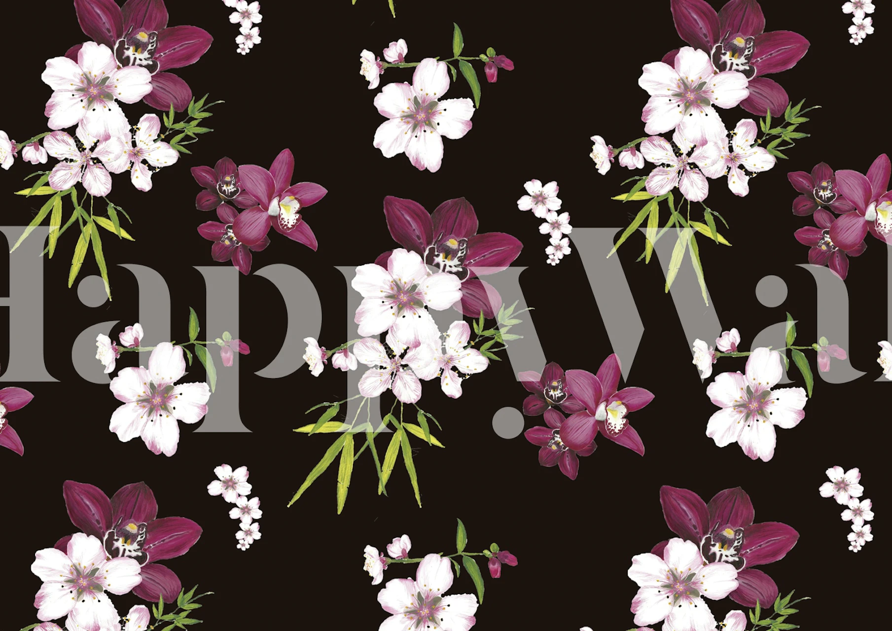 Orchid Petal Black Harmony wallpaper design