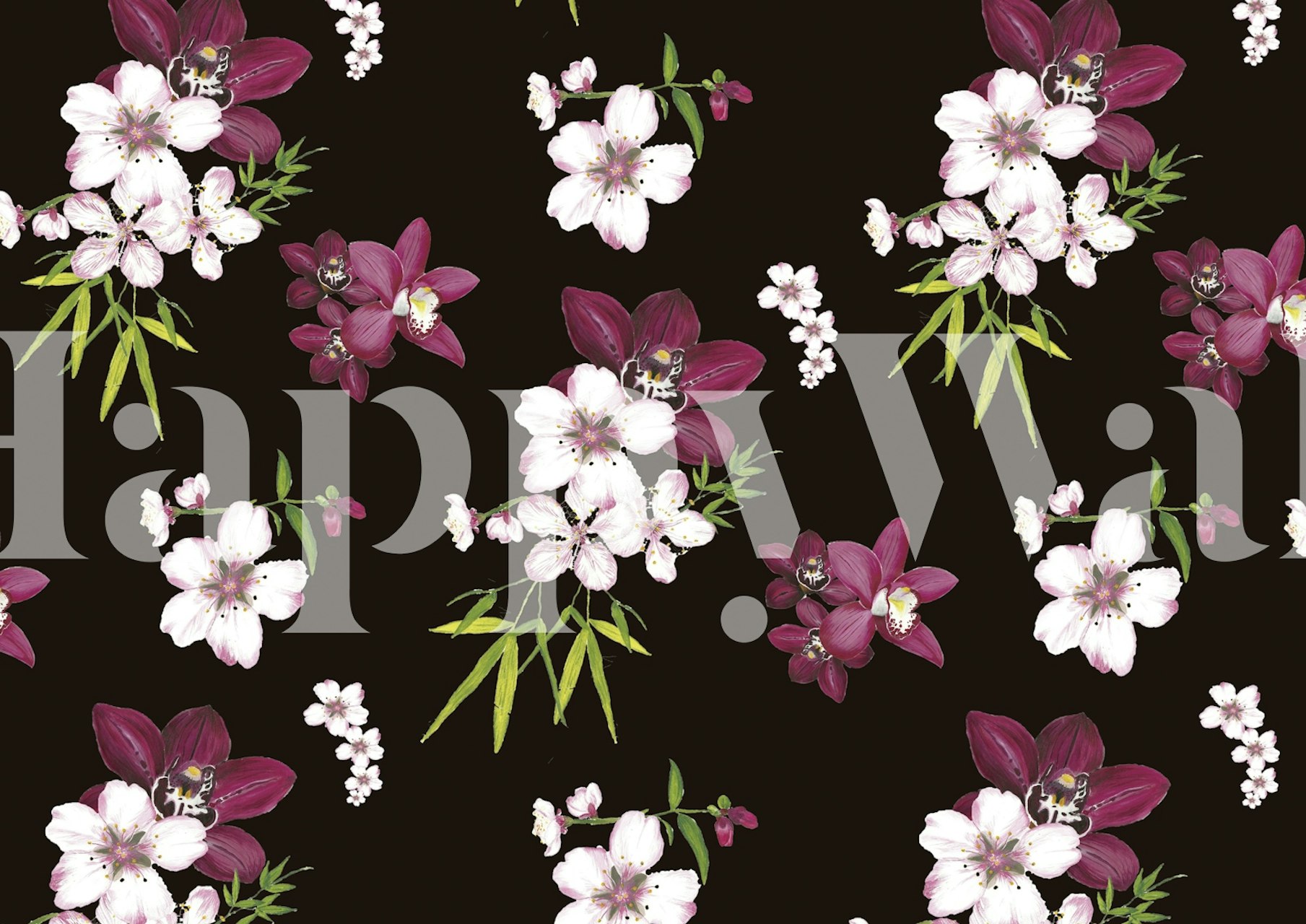 Orchid Petal Black Harmony wallpaper design