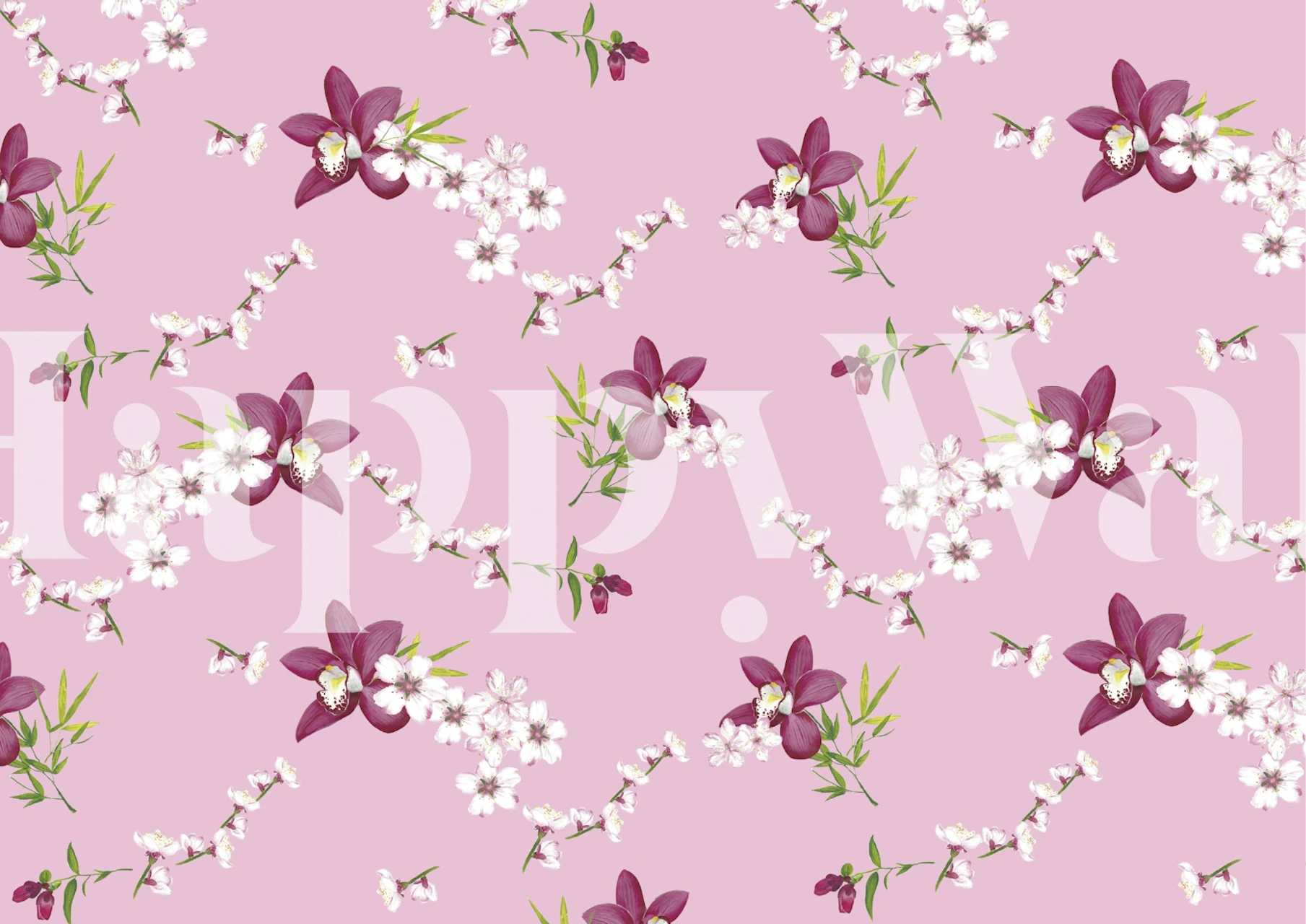 Orchid Blooms Serenity wallpaper in a room