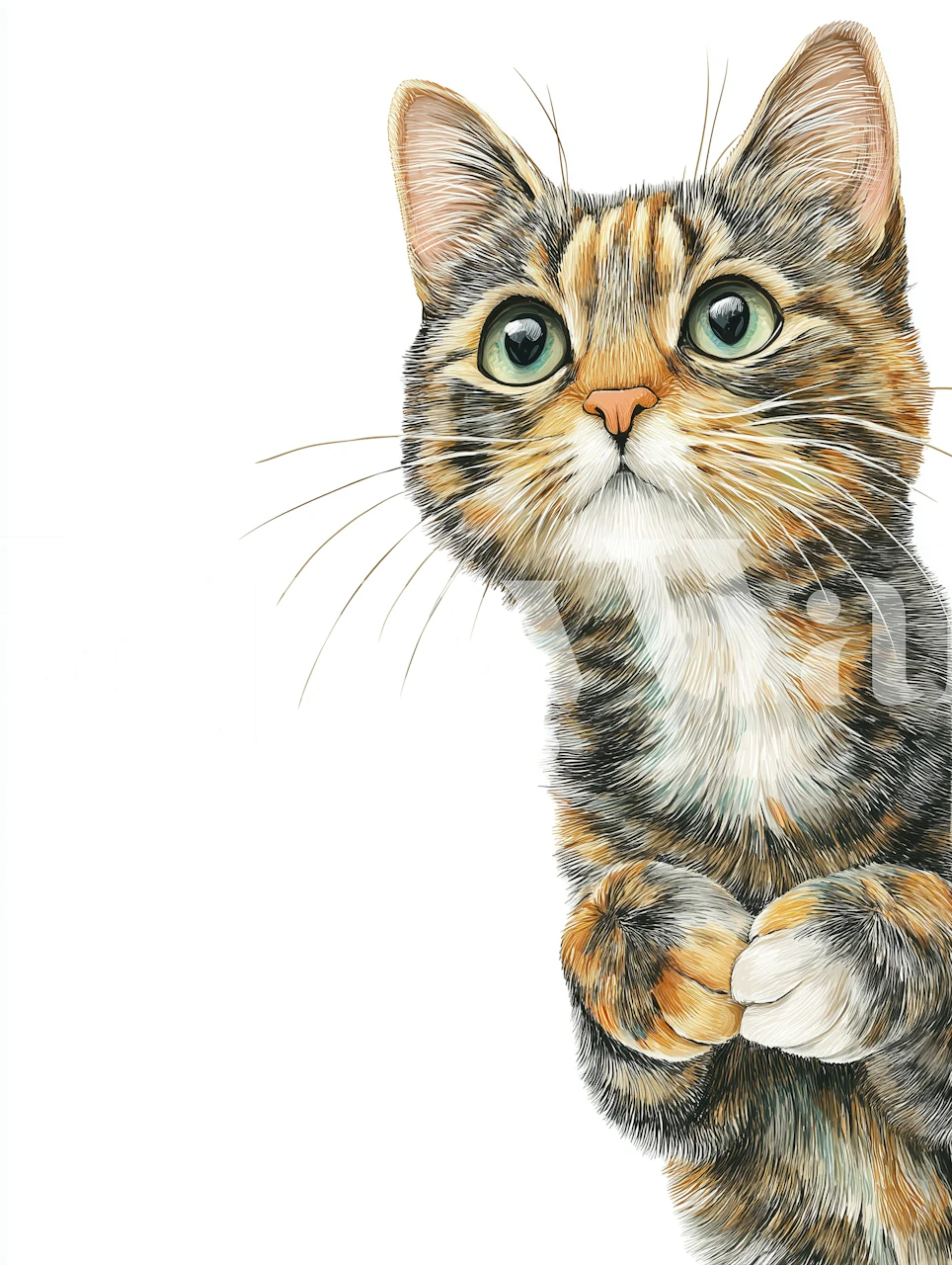 Curious cat wallpaper in a cozy room