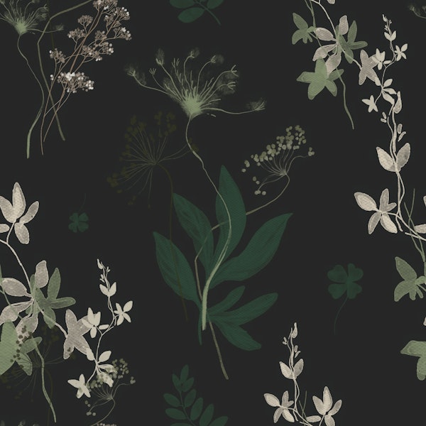 Dark Botanical Field Pattern