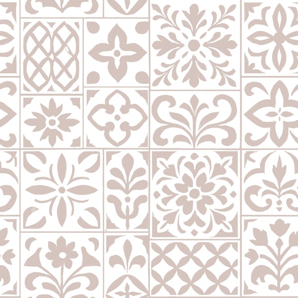 Faux Tile Blossom on White