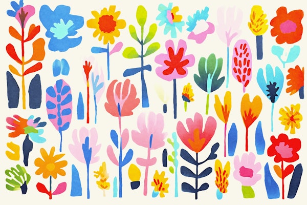 Bright Matisse Inspired Summer Flower Garden